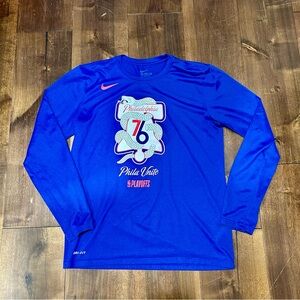 Nike Blue Philadelphia 76ers Playoffs Long Sleeve Shirt